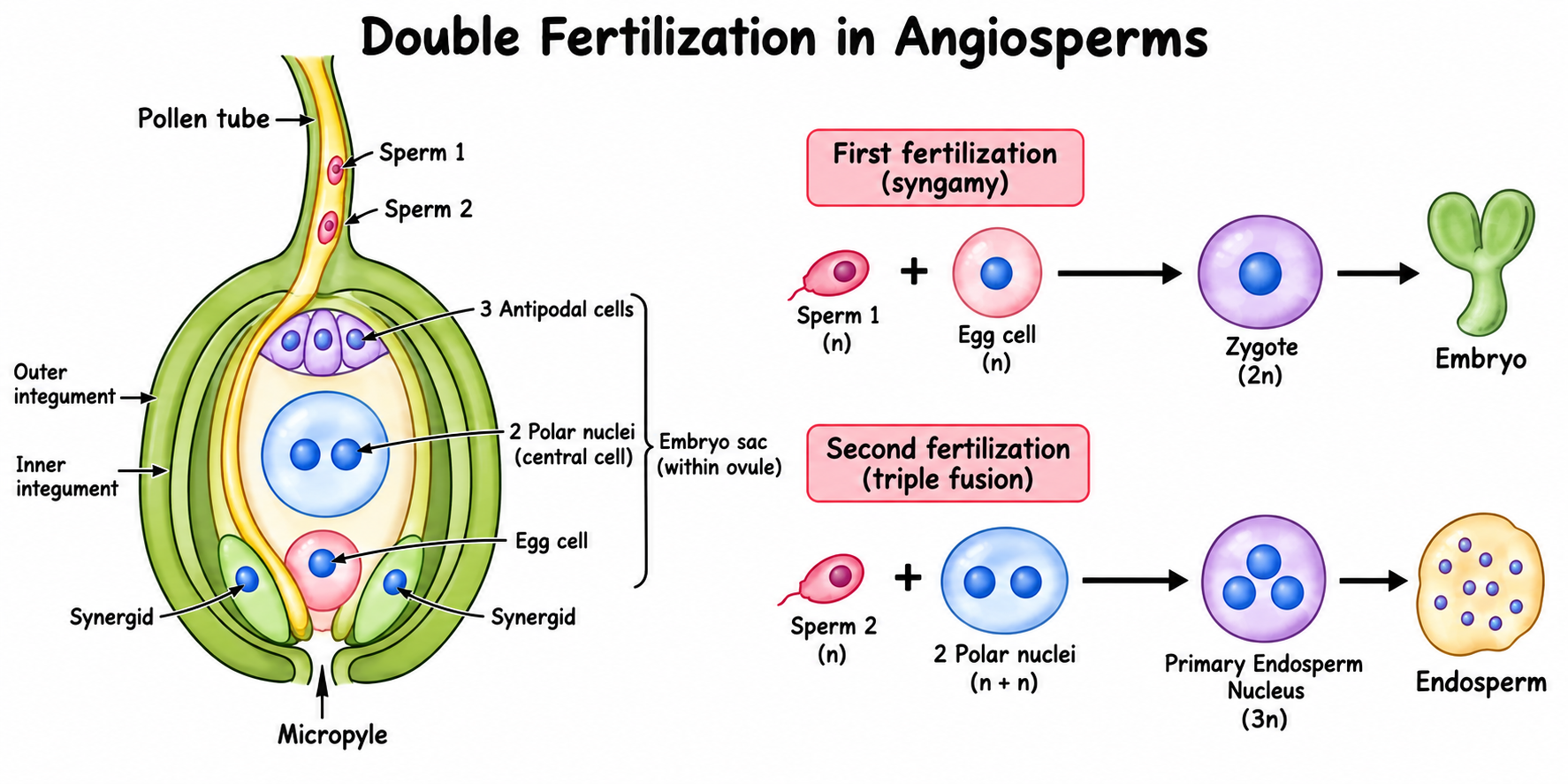 Double Fertilisation in Angiosperms